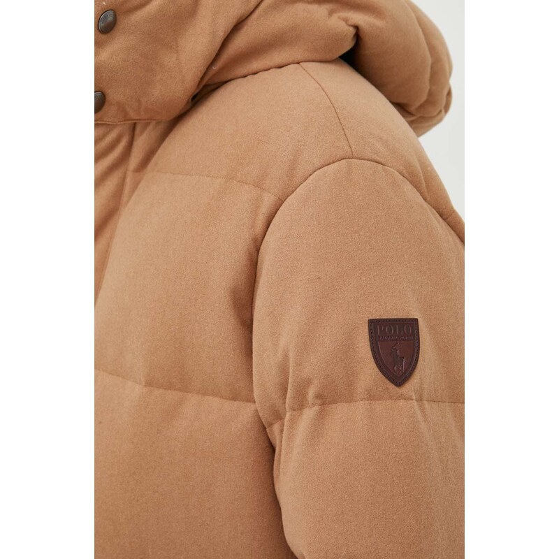 Μάλλινο πουπουλένιο μπουφάν Polo Ralph Lauren χρώμα: μπεζ