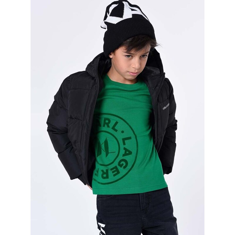 Παιδικό μπουφάν Karl Lagerfeld χρώμα: μαύρο