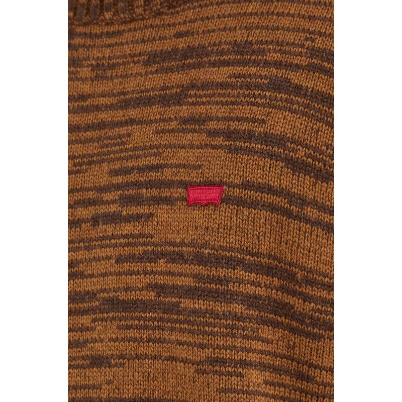 Μάλλινο πουλόβερ Levi's ανδρικά, χρώμα: καφέ