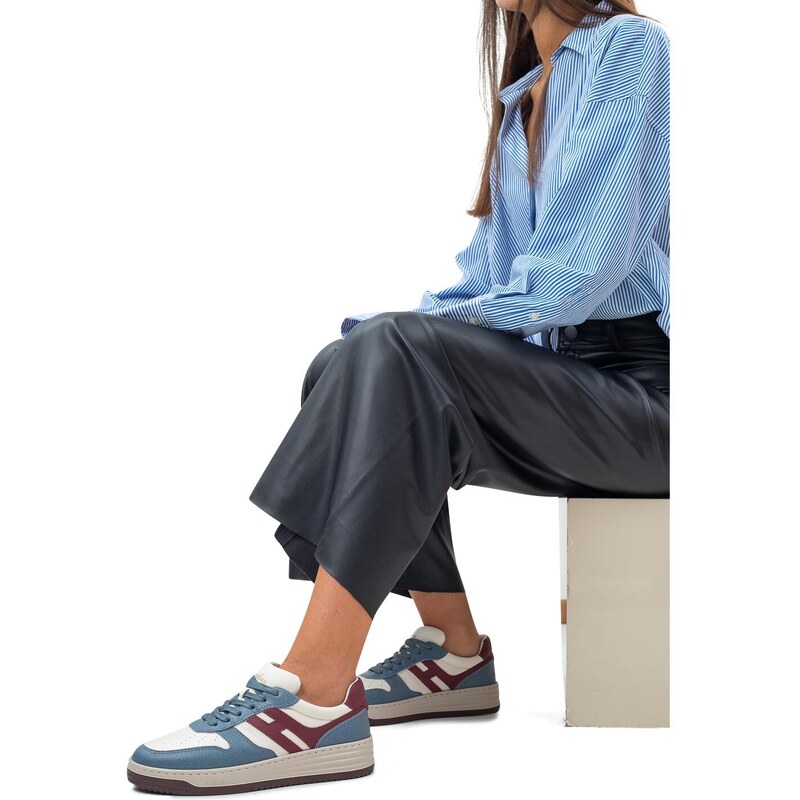 Sneakers Γυναικεία Hogan Λευκό-Μπλε H630 Allacciato