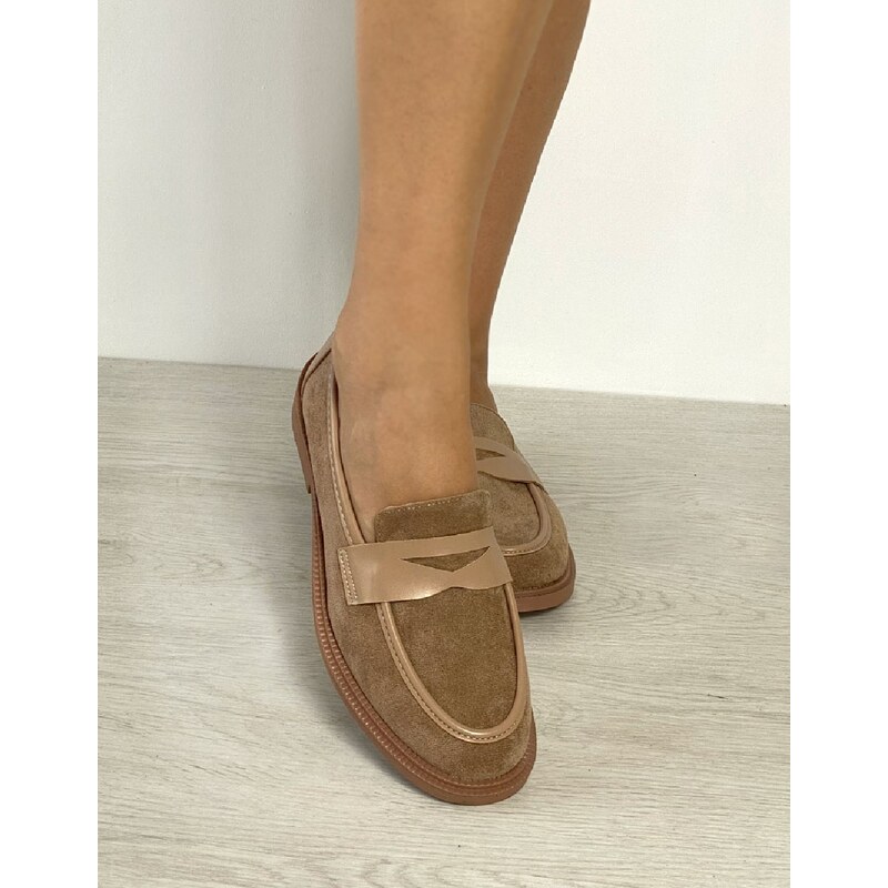 ideal Basic μονόχρωμα flat loafers με ελαστική σόλα Πούρο