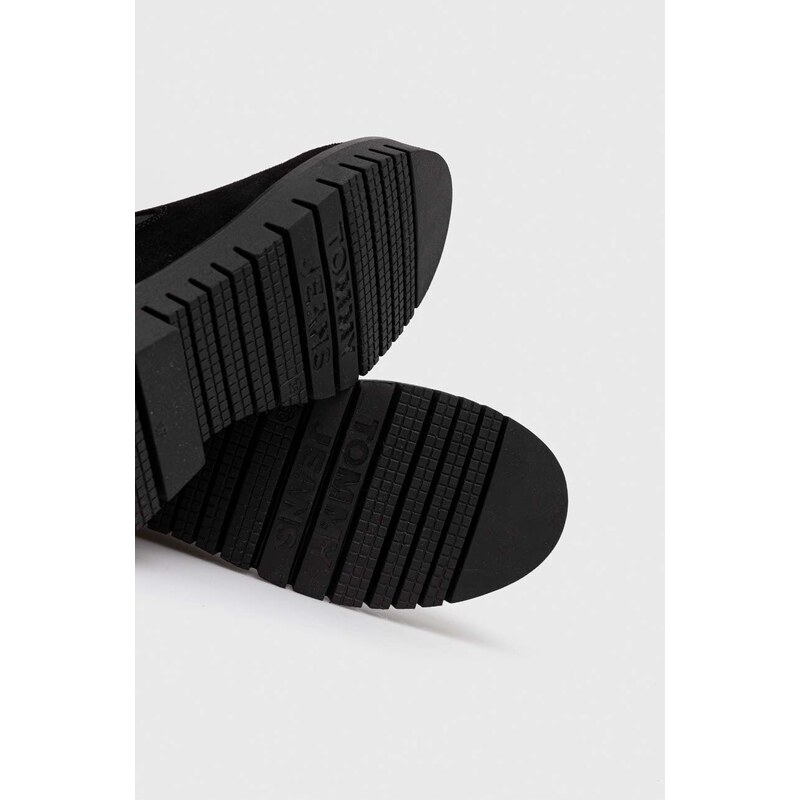 Μπότες Tommy Jeans TJW LONG SHAFT SUEDE BOOT χρώμα: μαύρο, EN0EN02412 F3EN0EN02412