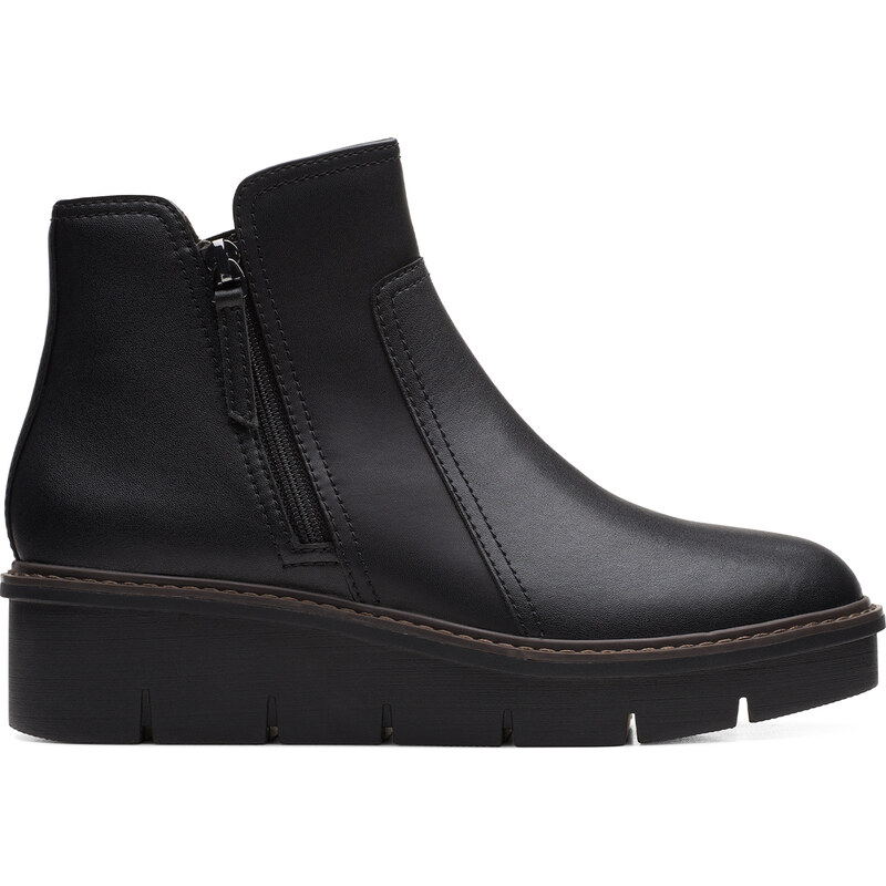 Clarks Airabell Zip Black Smooth Ανατομικά Δερμάτινα Μποτάκια Μαύρα (26167635)