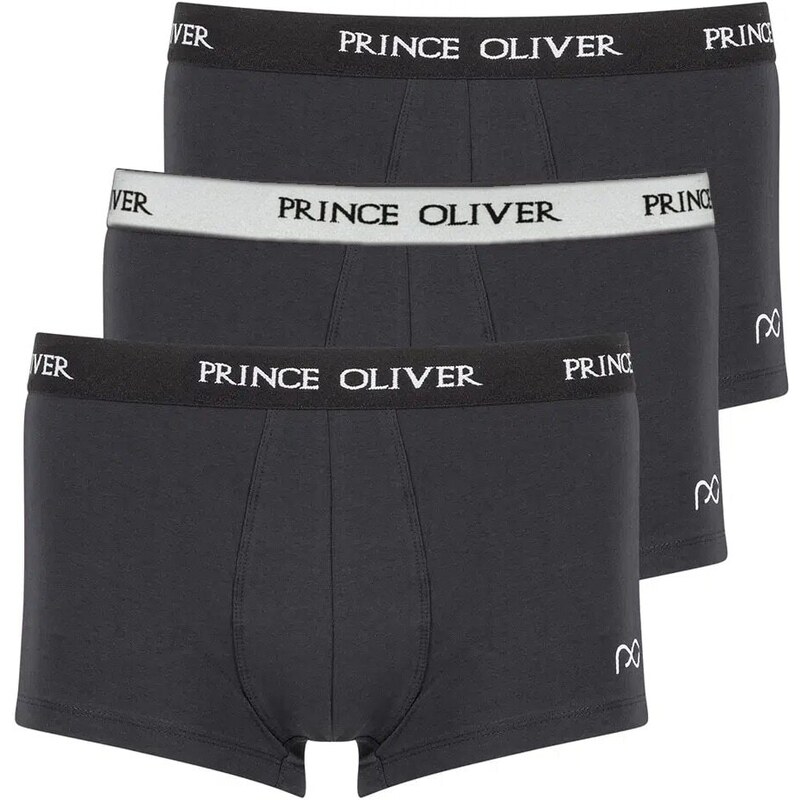 Prince Oliver Σετ Boxer 3 Τεμ. Μαύρο Cotton Stretch