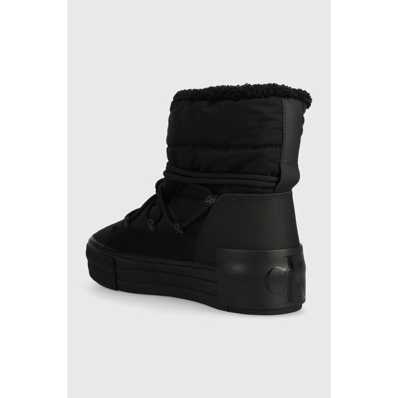Μπότες χιονιού Calvin Klein Jeans BOLD VULC FLATF SNOW BOOT WN χρώμα: μαύρο, YW0YW01181 F3YW0YW01181