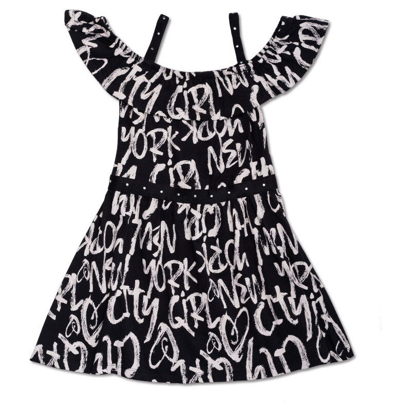 Nathkids By Tuc Tuc Φόρεμα σε Μαύρο Χρώμα με Άσπρα Γράμματα KG04D601X1