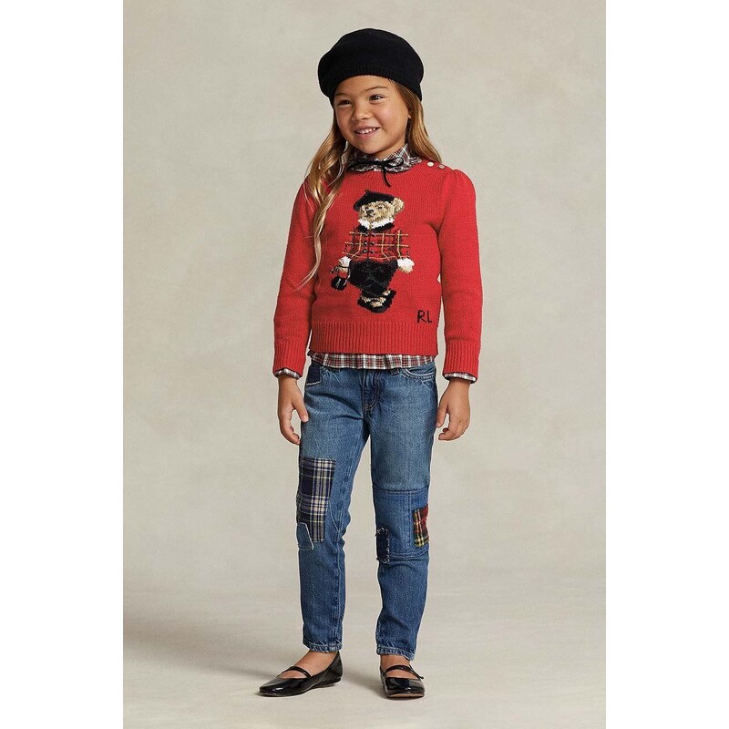 Παιδικό βαμβακερό πουλόβερ Polo Ralph Lauren χρώμα: κόκκινο