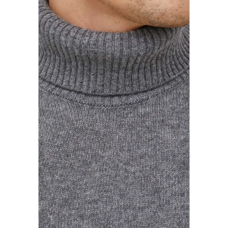Μάλλινο πουλόβερ Sisley ανδρικά, χρώμα: γκρι