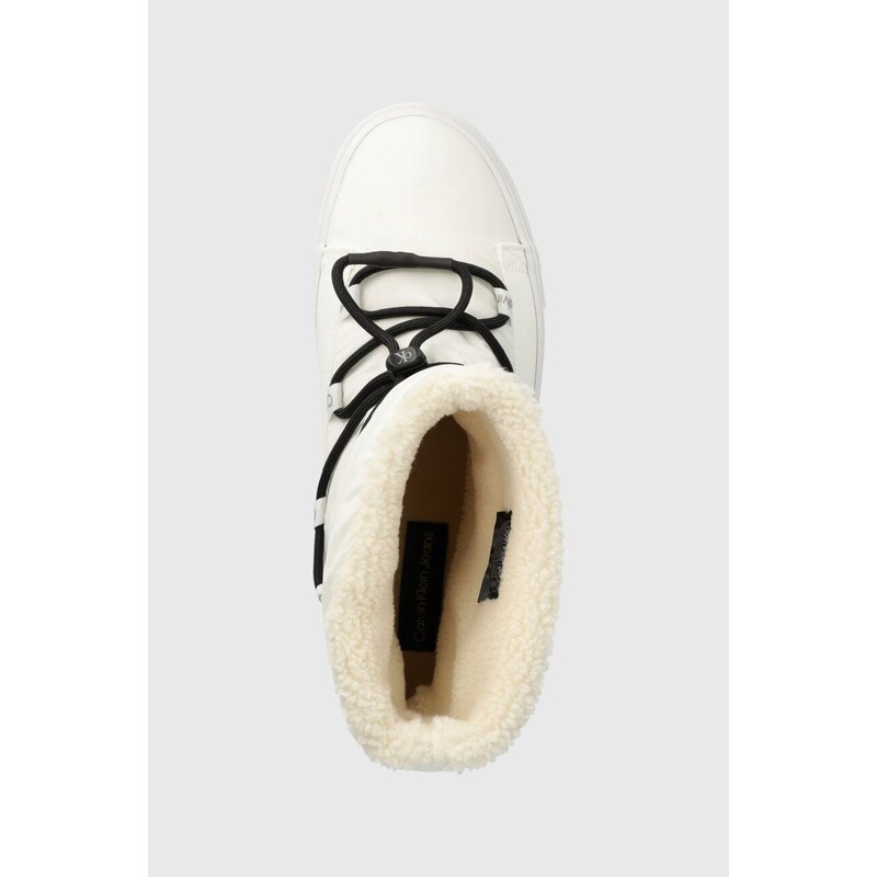 Μπότες χιονιού Calvin Klein Jeans BOLD VULC FLATF SNOW BOOT WN χρώμα: άσπρο, YW0YW01181 F3YW0YW01181