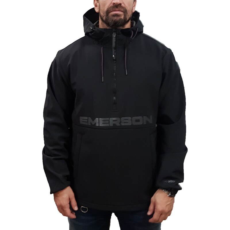 Emerson - 232.EM11.99 - Black/Grey - Hooded Bonded Pullover Jacket - Μπουφάν