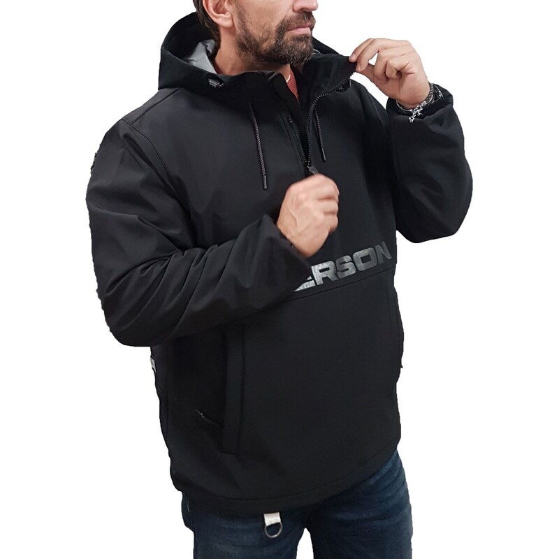 Emerson - 232.EM11.99 - Black/Grey - Hooded Bonded Pullover Jacket - Μπουφάν