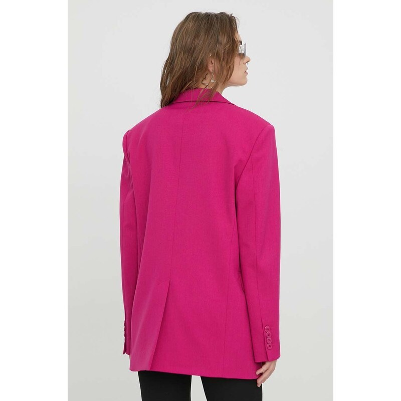 Μπλέιζερ με μίγμα μαλλιού Moschino Jeans χρώμα: ροζ