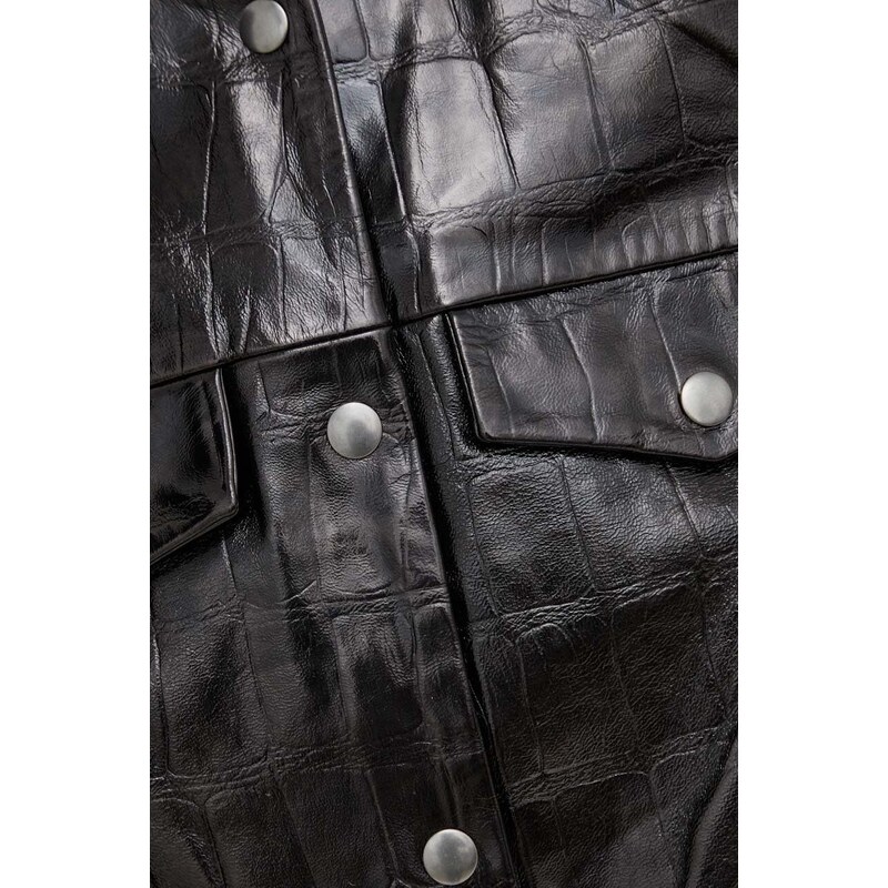 Δερμάτινο μπουφάν Gestuz χρώμα: μαύρο