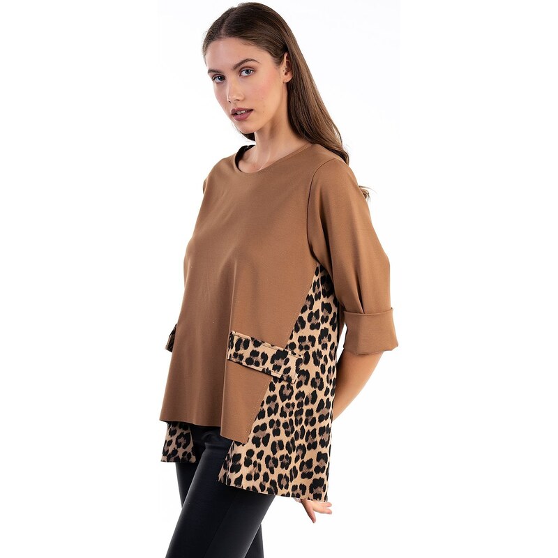 Enter Fashion Γυναικεία Oversized leopard blouse
