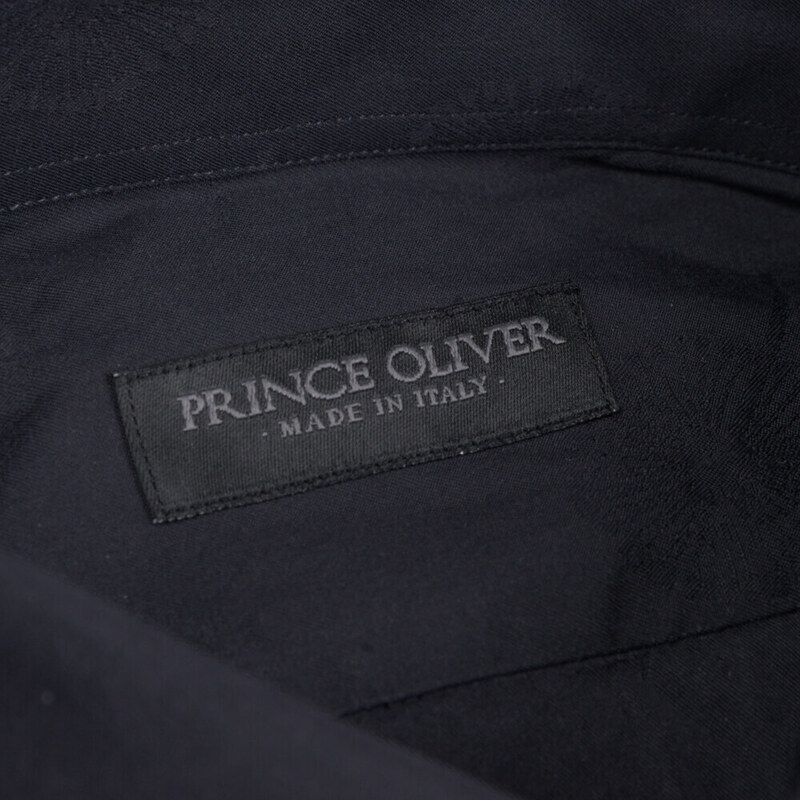 Prince Oliver Superior Πουκάμισο Μαύρο Με Μικροσχέδιο 100% Fine Cotton (Modern Fit)