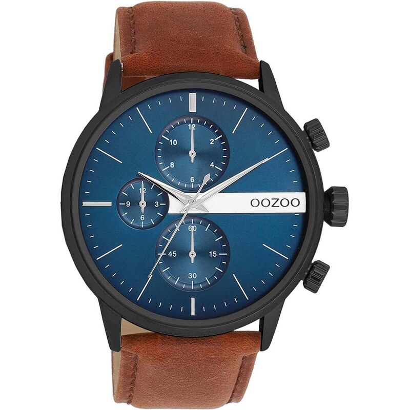 OOZOO Timepieces - C11222, Black case with Brown Leather Strap
