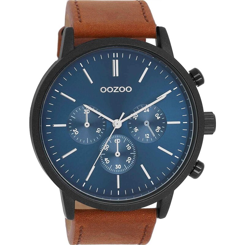 OOZOO Timepieces - C11202, Black case with Brown Leather Strap