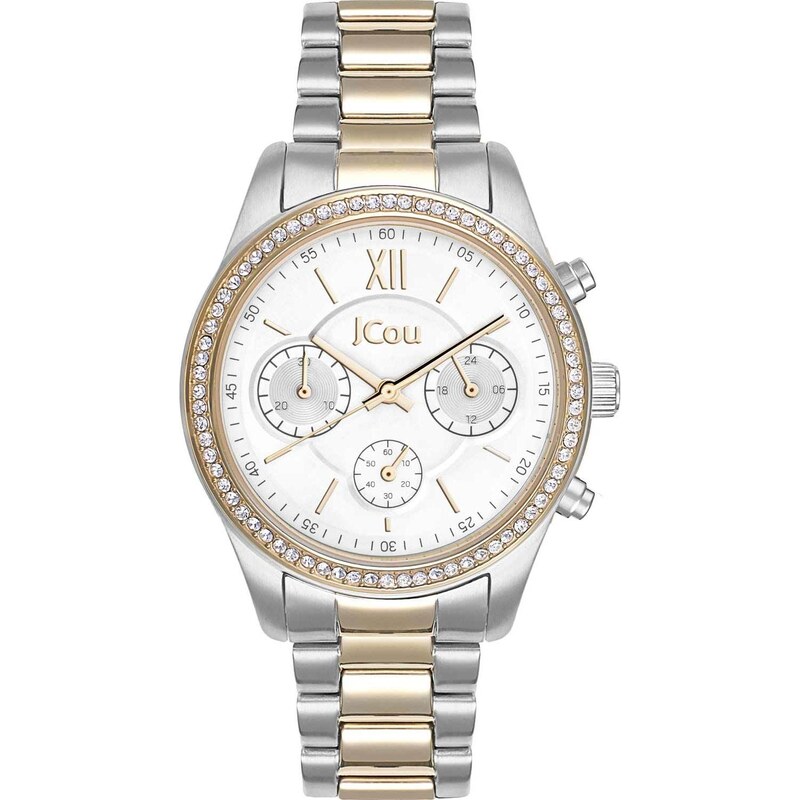 JCOU Valerie Crystals Chronograph - JU19069-2, Silver case with Stainless Steel Bracelet