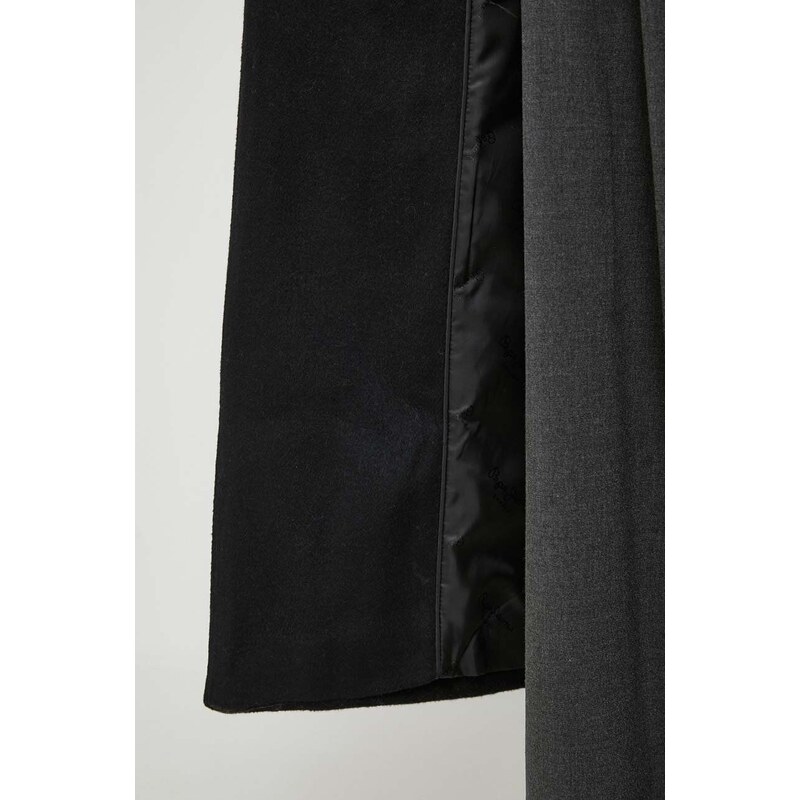 Μάλλινο παλτό Pepe Jeans MADISON χρώμα: μαύρο