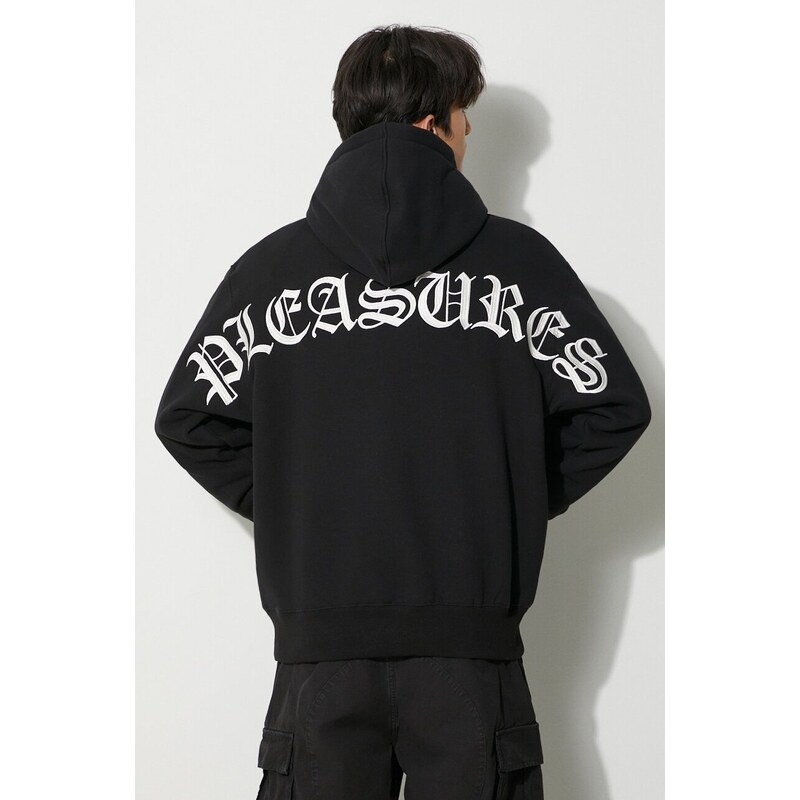 Μπλούζα PLEASURES Neural Hoodie χρώμα: μαύρο, με κουκούλα, P23F009