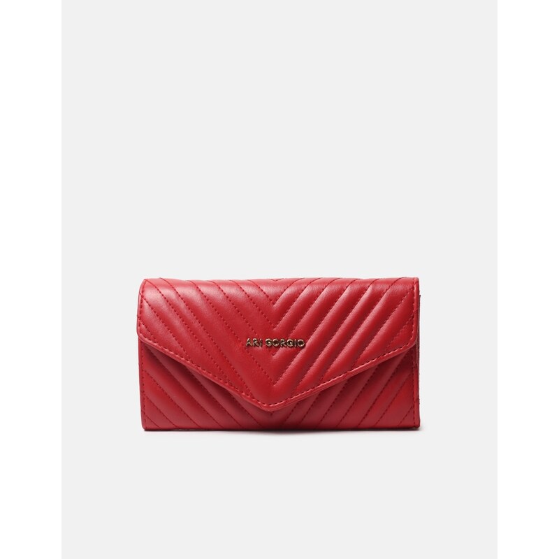 ARI GORGIO Μονόχρωμο πορτοφόλι με διακοσμητικές ραφές Κόκκινο