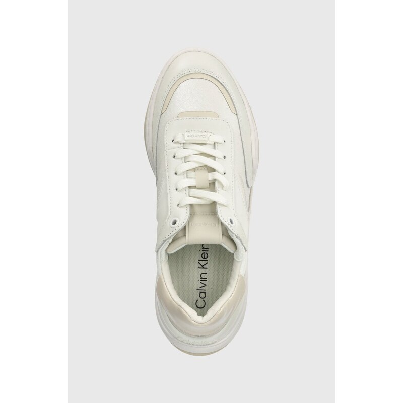 Αθλητικά Calvin Klein CLOUD WEDGE LACE UP-PEARLIZED χρώμα: άσπρο, HW0HW02040
