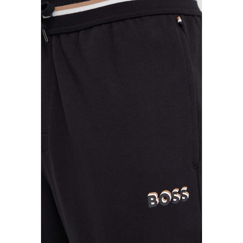 Βαμβακερό παντελόνι BOSS χρώμα: μαύρο