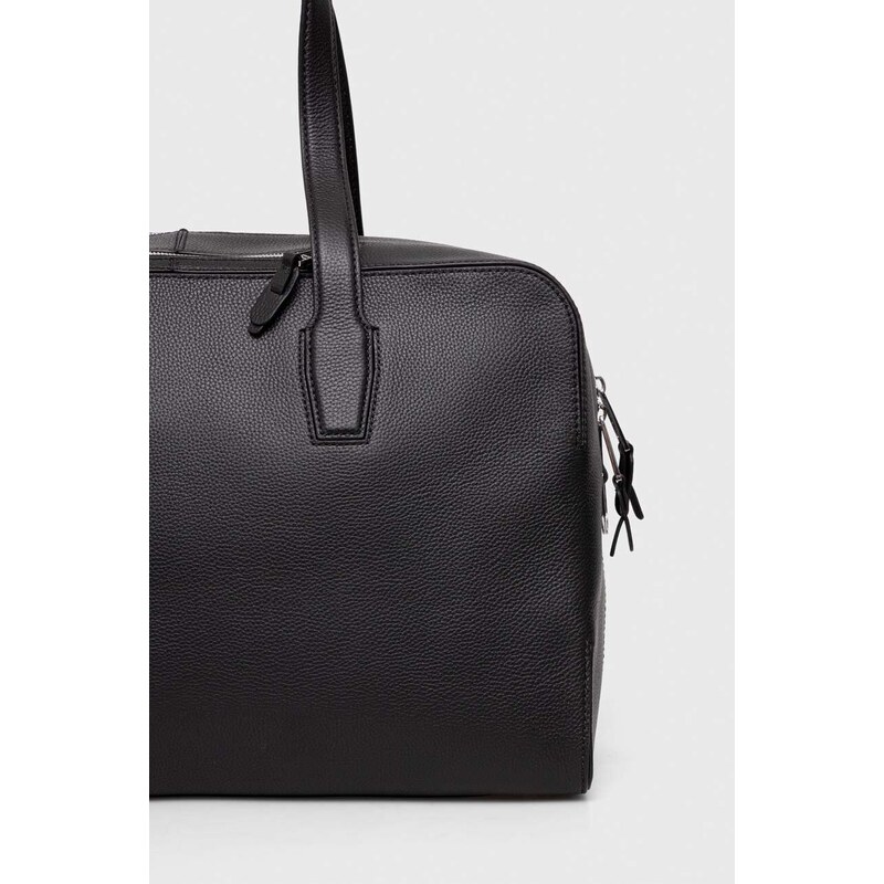 Δερμάτινη τσάντα BOSS χρώμα: μαύρο