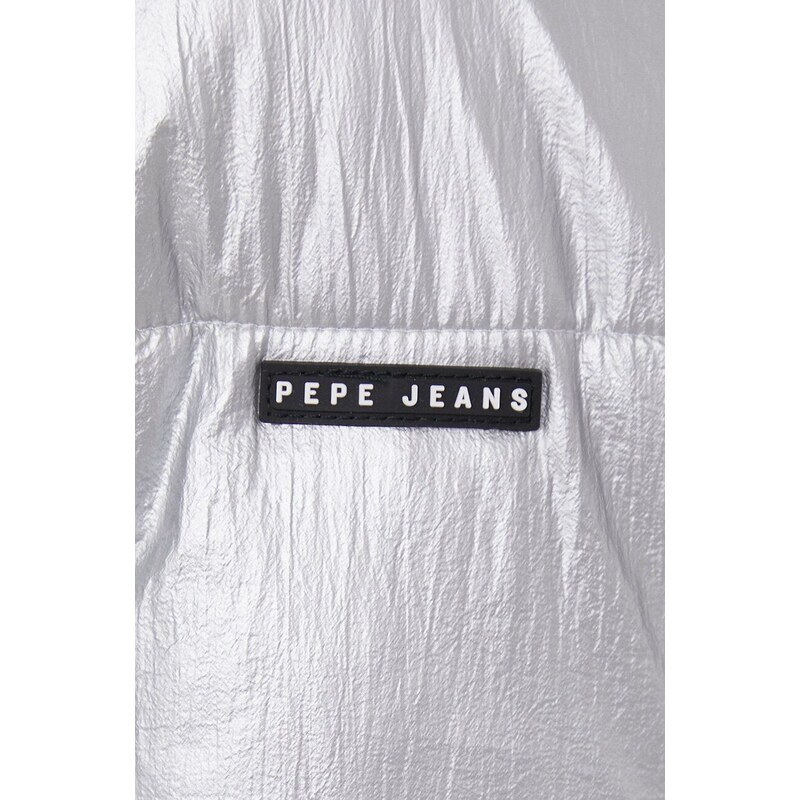 Μπουφάν Pepe Jeans MORGAN SILVER χρώμα: ασημί