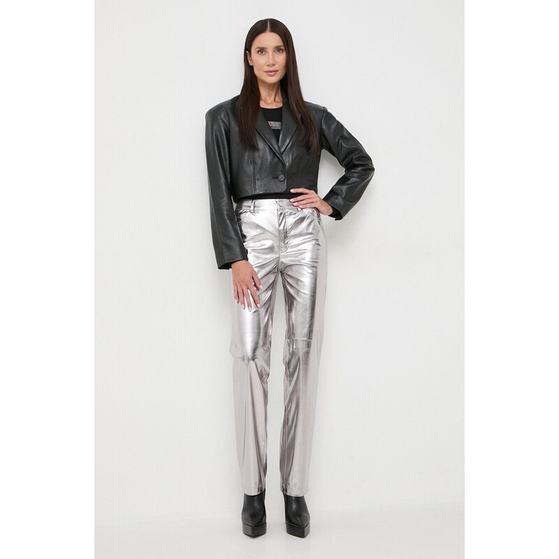 Παντελόνι Guess χρώμα: ασημί