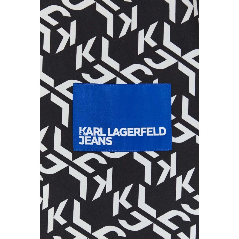 Βαμβακερό πουκάμισο Karl Lagerfeld Jeans ανδρικό, χρώμα: μαύρο