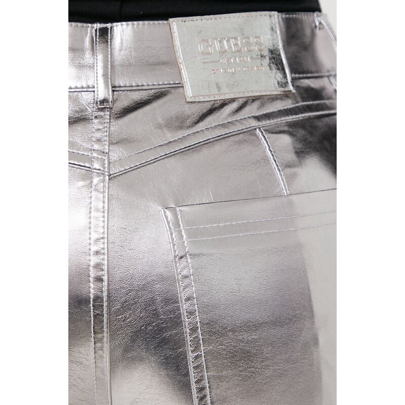 Παντελόνι Guess χρώμα: ασημί