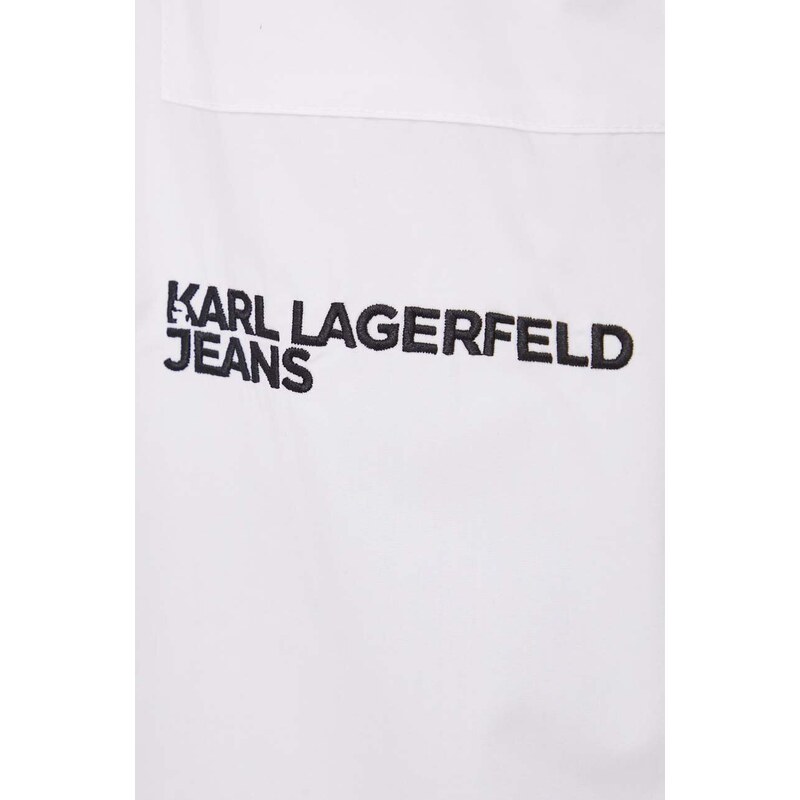 Βαμβακερό πουκάμισο Karl Lagerfeld Jeans χρώμα: άσπρο