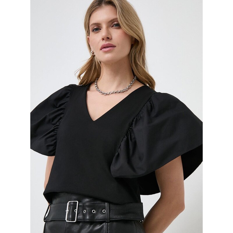 Βαμβακερή μπλούζα Karl Lagerfeld χρώμα: μαύρο