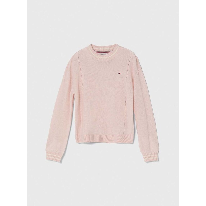 Παιδικό μάλλινο πουλόβερ Tommy Hilfiger χρώμα: ροζ