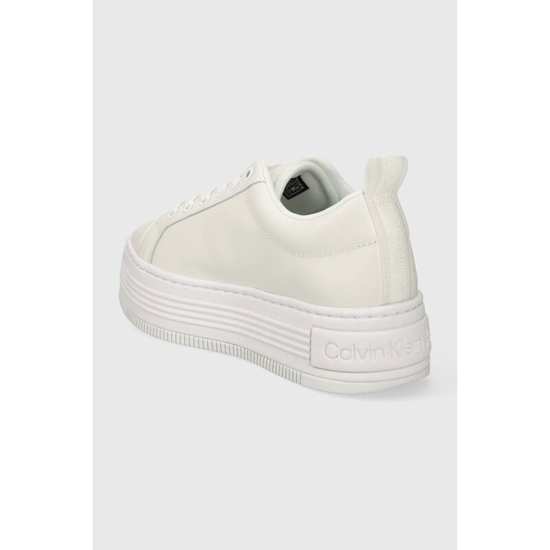 Δερμάτινα αθλητικά παπούτσια Calvin Klein Jeans BOLD FLATF LOW LACEUP LTH IN LUM χρώμα: άσπρο, YW0YW01309