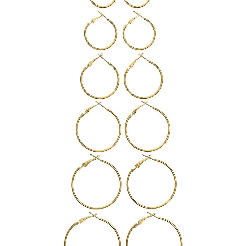 Celestino Σετ με 6 ζευγάρια σκουλαρίκια κρίκους χρυσαφι για Γυναίκα