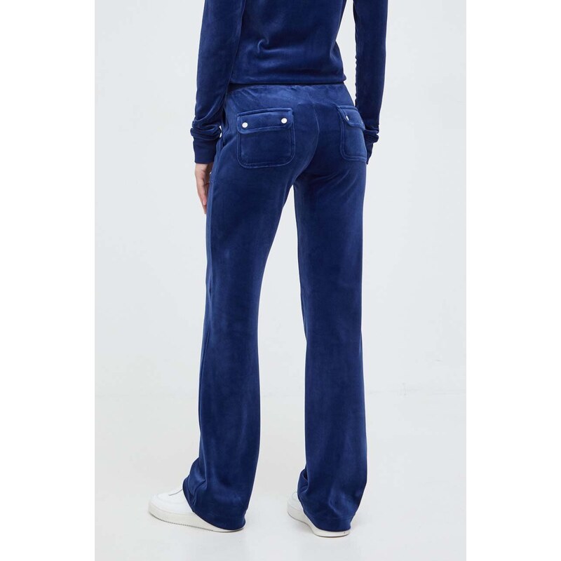 Βελούδινο παντελόνι φόρμας Juicy Couture χρώμα: ναυτικό μπλε