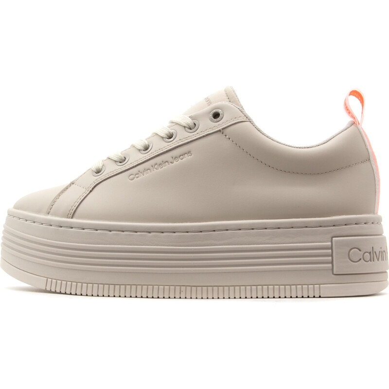 LEATHER BOLD LACE UP FLATFORM SNEAKERS WOMEN CALVIN KLEIN