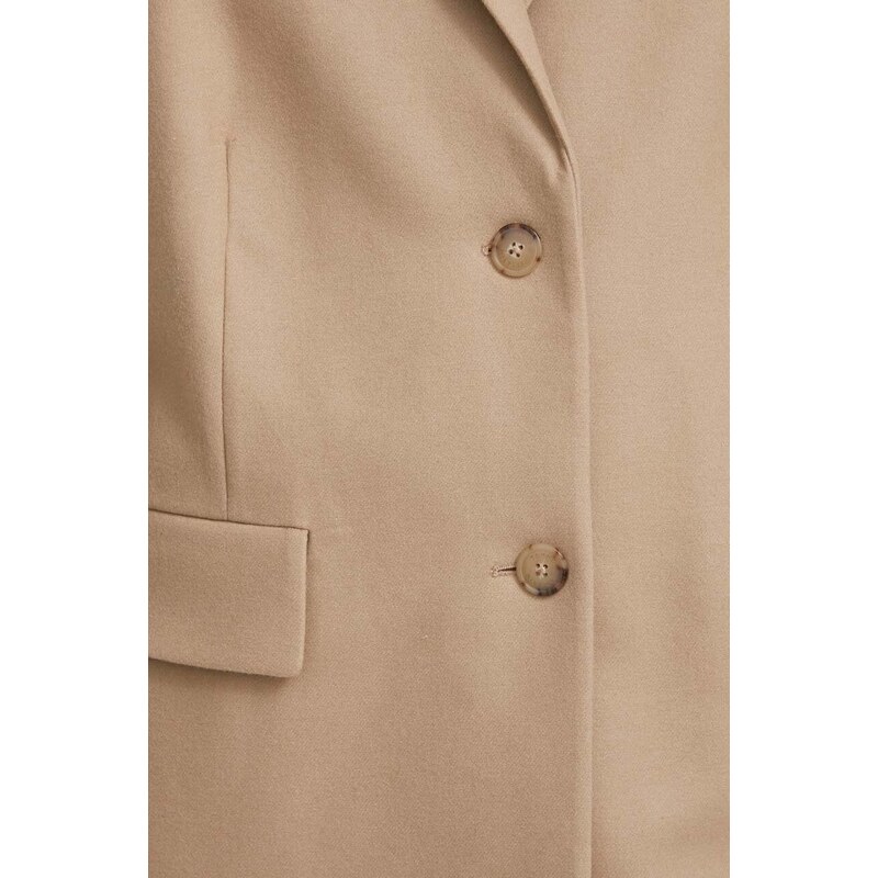 Μάλλινο παλτό Tommy Hilfiger χρώμα: μπεζ