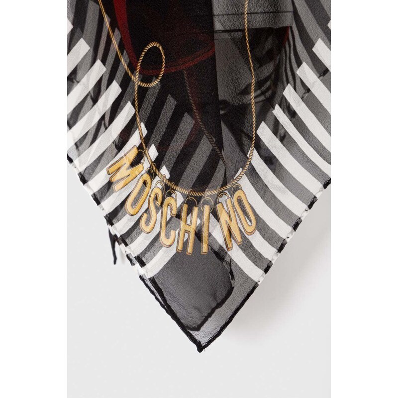 Μεταξωτό μαντήλι τσέπης Moschino χρώμα: μαύρο