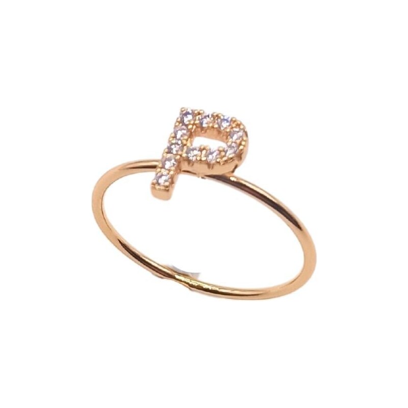charmy.gr Ατσάλινο δαχτυλίδι με αρχικό γράμμα P χρώμα χρυσό (R1210)