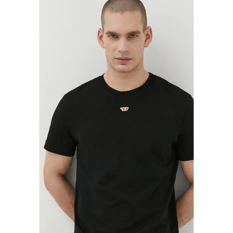Βαμβακερό μπλουζάκι Diesel ανδρικά, χρώμα: μαύρο