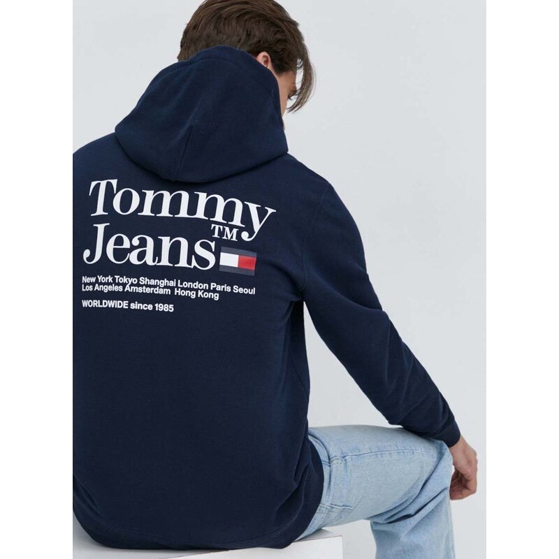Μπλούζα Tommy Jeans χρώμα: ναυτικό μπλε, με κουκούλα
