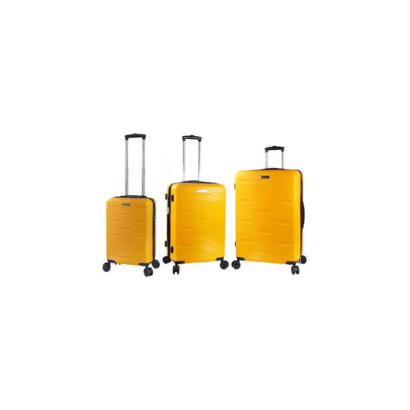 Diplomat Βαλίτσες Ταξιδιού Κίτρινο με 4 Ρόδες Σετ 3τμχ