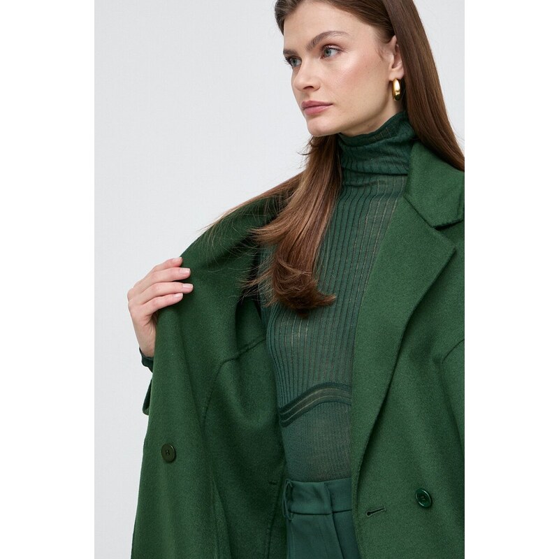 Μάλλινο παλτό Patrizia Pepe χρώμα: πράσινο