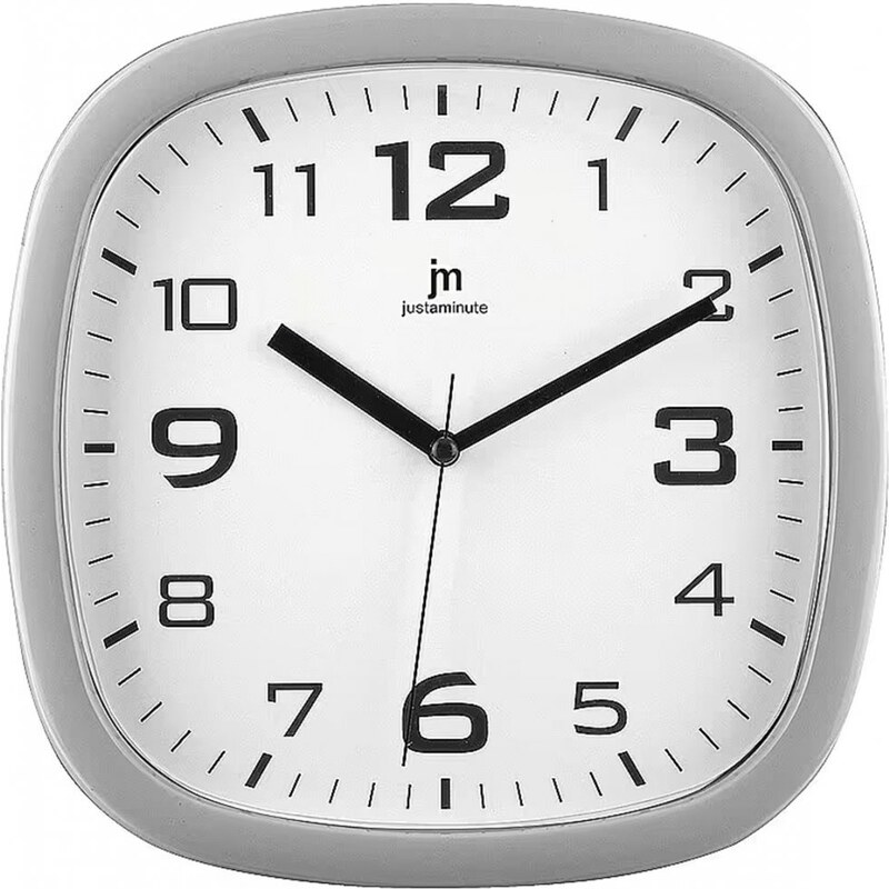 Ρολόι τοίχου justaminute τετράγωνο 24cm ασημί με λευκό καντράν 00883S