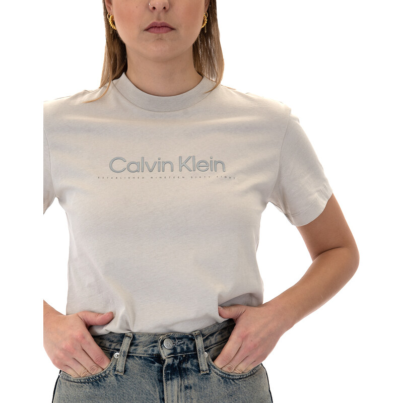 SATIN PRINT GRAPHIC T SHIRT WOMEN CALVIN KLEIN
