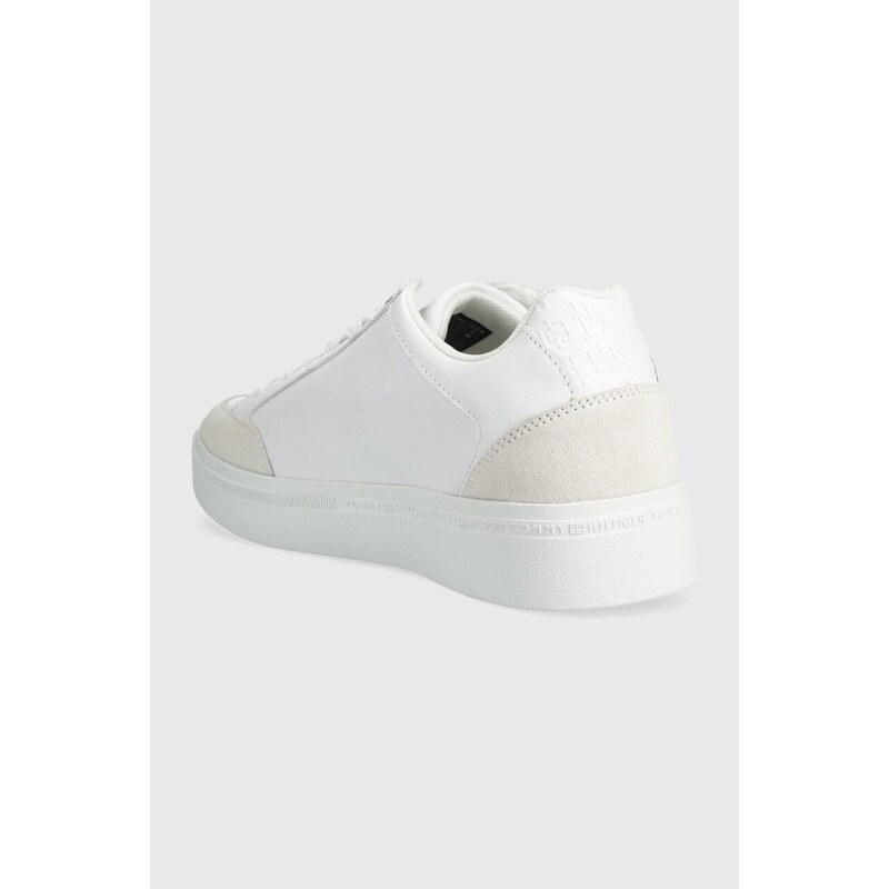 Δερμάτινα αθλητικά παπούτσια Tommy Hilfiger COURT SNEAKER MONOGRAM χρώμα: άσπρο, FW0FW07812