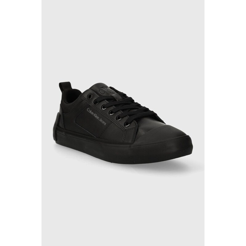 Πάνινα παπούτσια Calvin Klein Jeans VULCANIZED LOW LACEUP MIX IN UC χρώμα: μαύρο, YM0YM00894